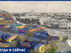 Вид с колокольни церкви Михаила Архангела с разницей в сто лет 