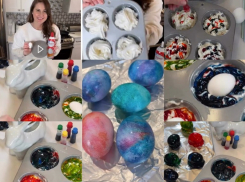 Эффект мрамора: как покрасить яйца с помощью взбитых сливок