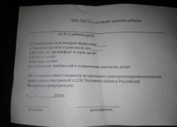 Родителей детсадовцев Таганрога обязали носить в дошкольное учреждение чек-лист о здоровье