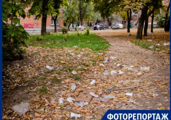 Сквер возле 34 школы в Таганроге превратился в городскую свалку