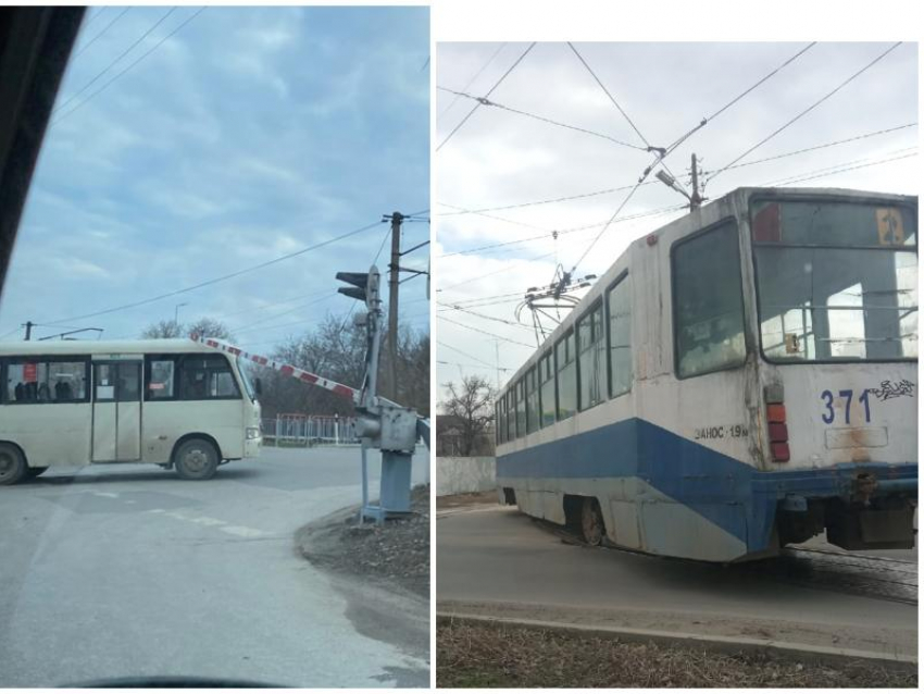 В Таганроге маршрутка «получила в лоб», пока трамвай дрифтовал посреди улицы