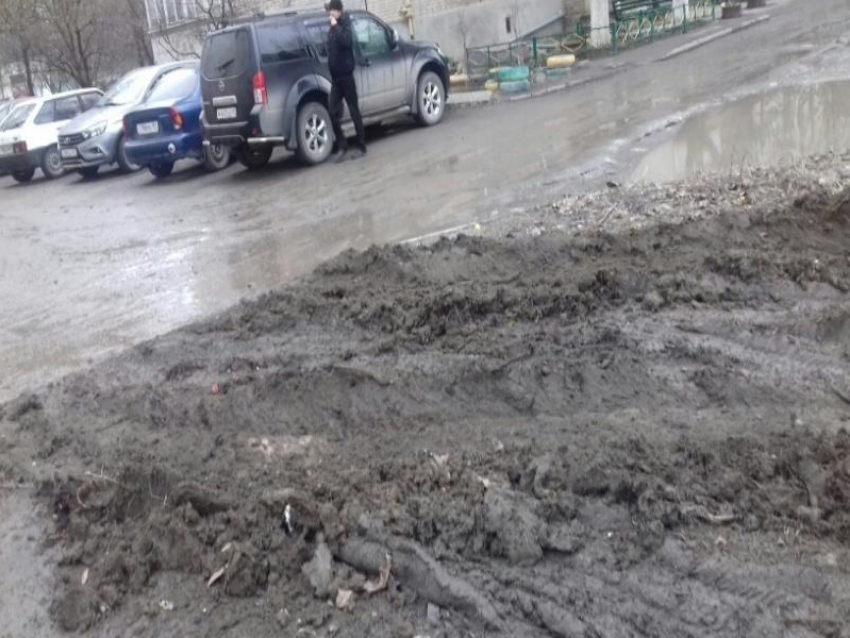 Автолюбители Таганрога превращают газоны и тротуары в «кашу» 