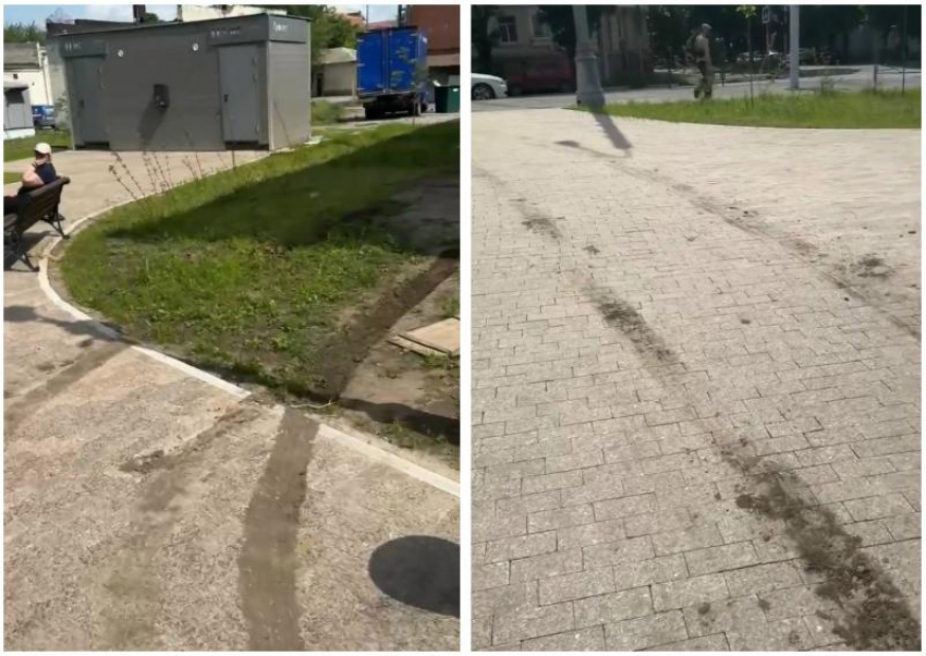 Неизвестный устроил покатушки по Почтовому скверу в центре Таганрога