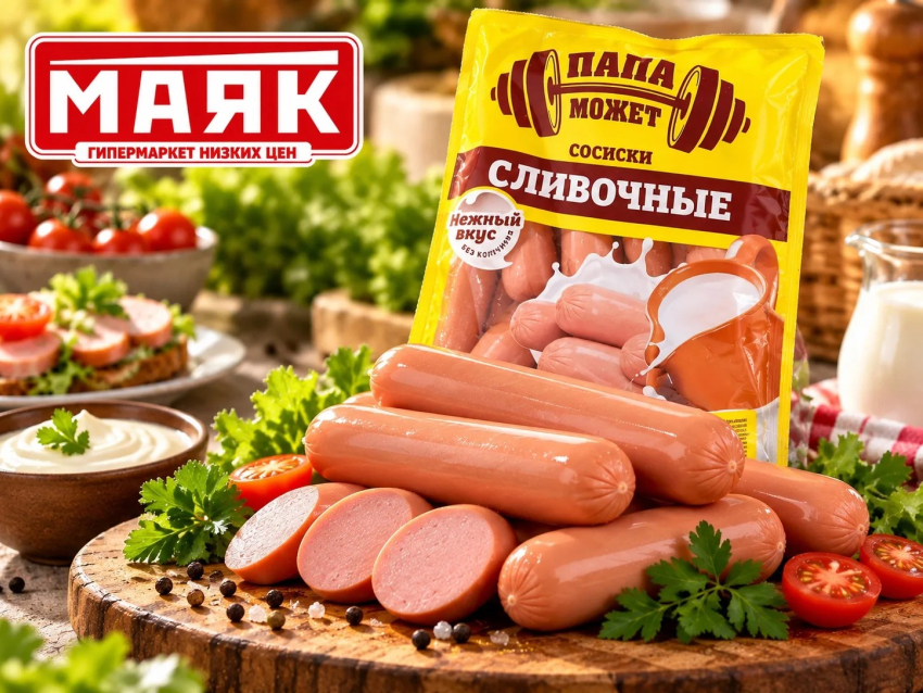 Товар дня: Сосиски «Сливочные», Папа может, вес - 329,90₽/кг