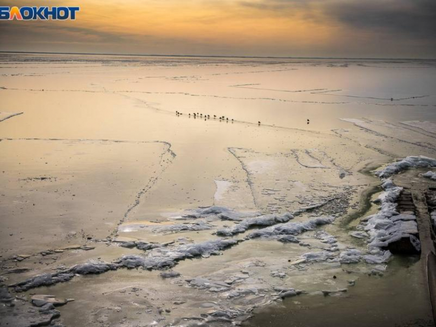 Десятки людей оказались на отколовшейся льдине в Таганрогском заливе